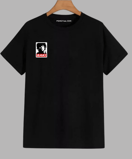 Baki Hanma Anime T-Shirt featuring bold front logo on a black graphic streetwear tee