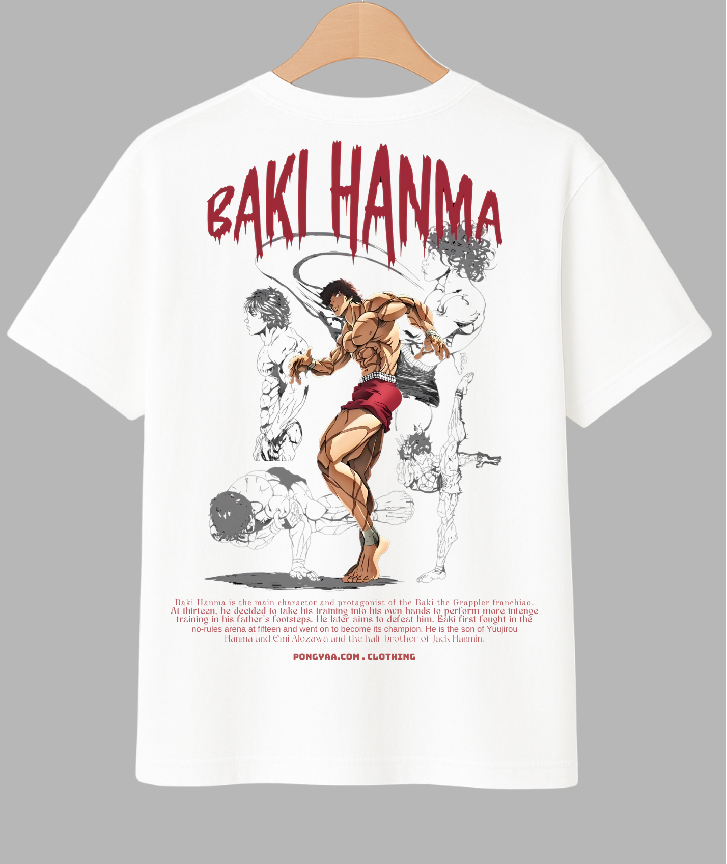 Baki Hanma Anime T-Shirt featuring bold back print and dynamic action illustration, perfect for anime fans and streetwear lovers.
