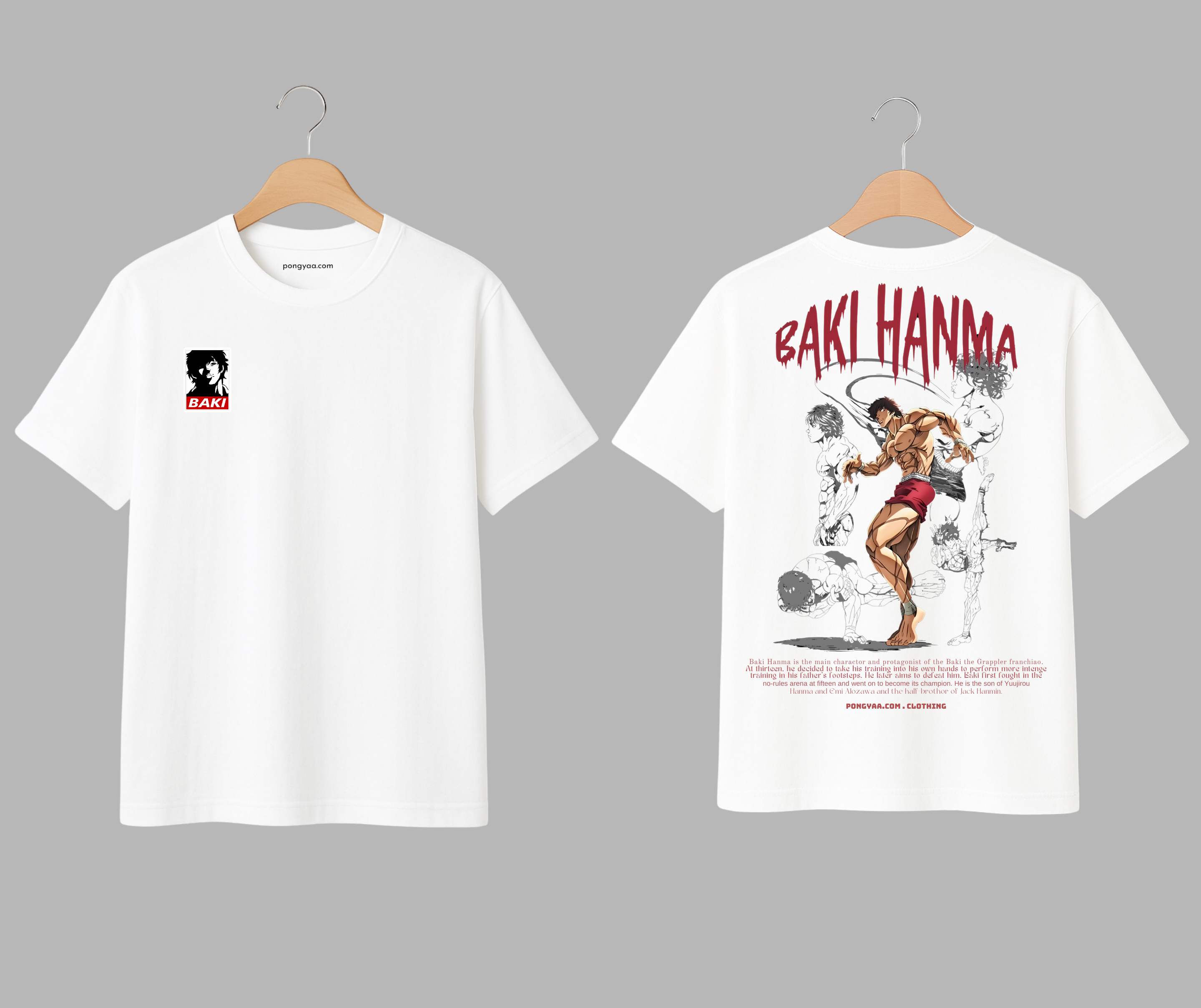 Baki Hanma Anime T-Shirt featuring bold back graphic and front logo, perfect for streetwear fans.