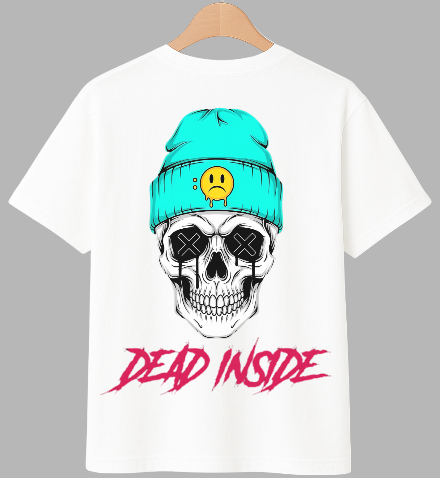 Dead Inside Aesthetic Skull Back Print T-Shirt