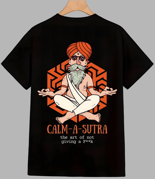 Calm-A-Sutra | black t-shirt design 