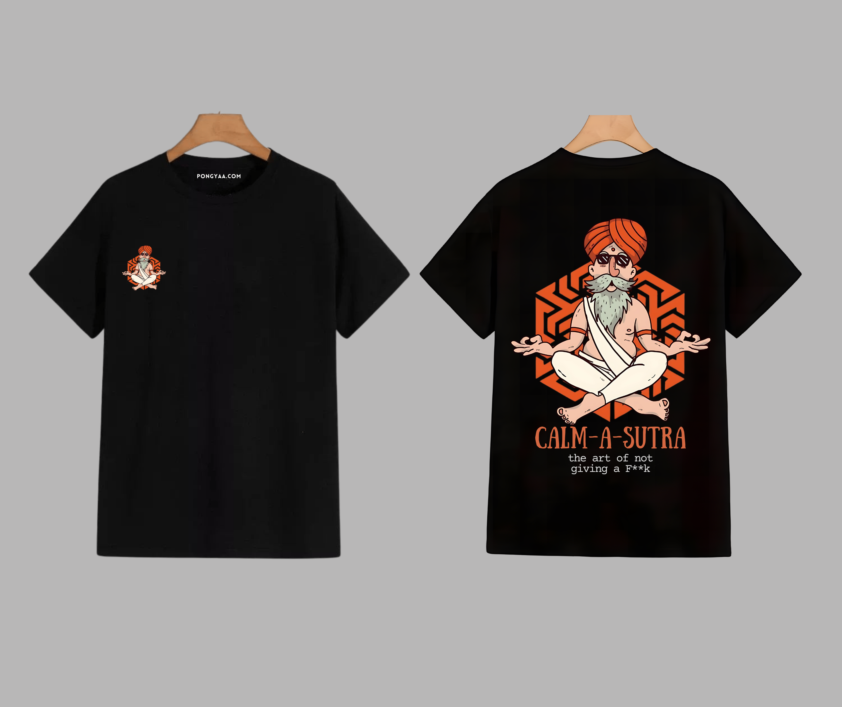 Calm-A-Sutra | black t-shirt design 