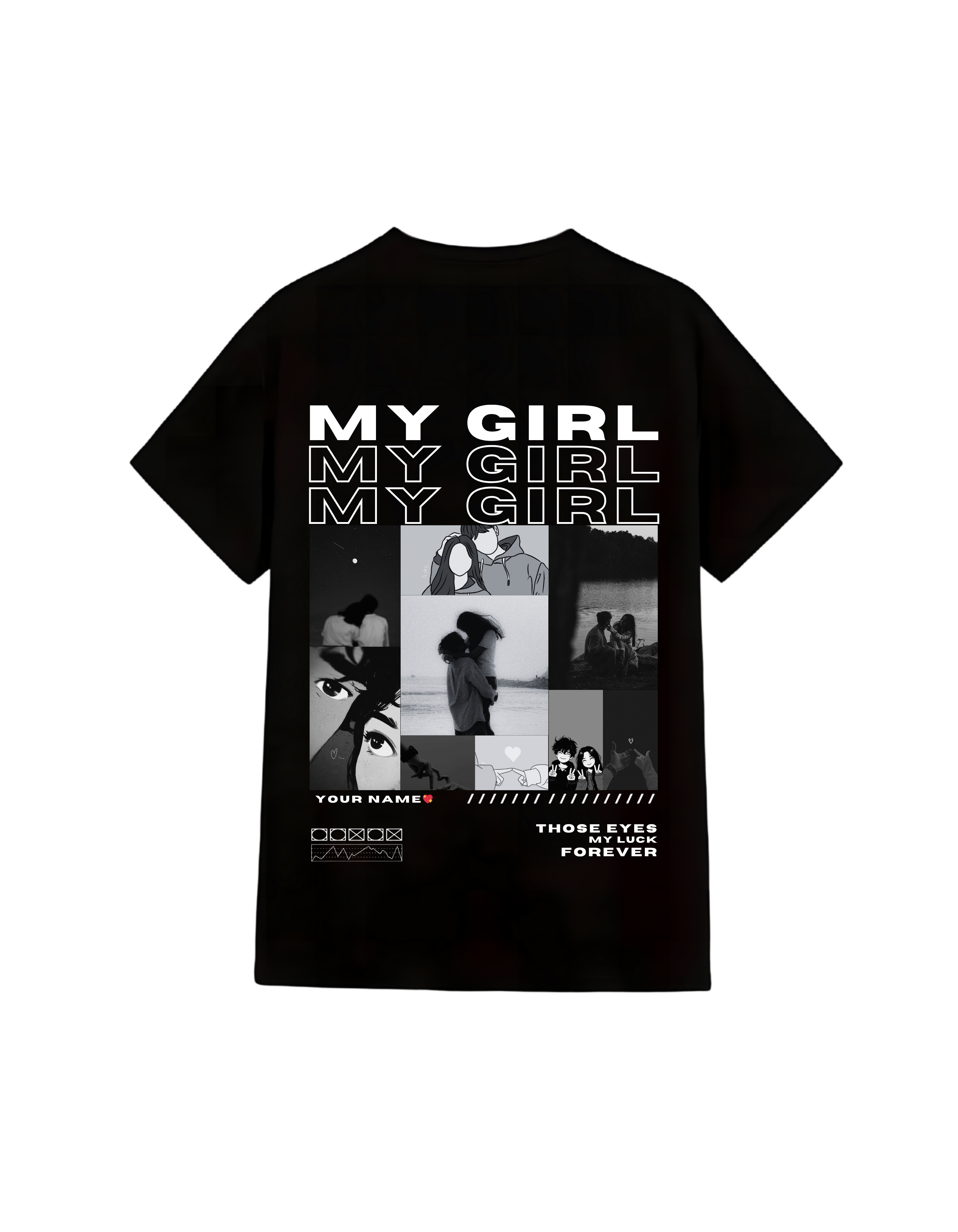 Custom My Girl Only You T-Shirt featuring personalized name and photo collage design for couples and best friends.